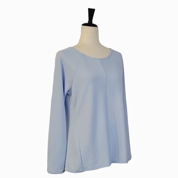 Chico's Blue Mara Mittered Ottoman Long Sleeve Blouse Size 0/S - Picture 2 of 8